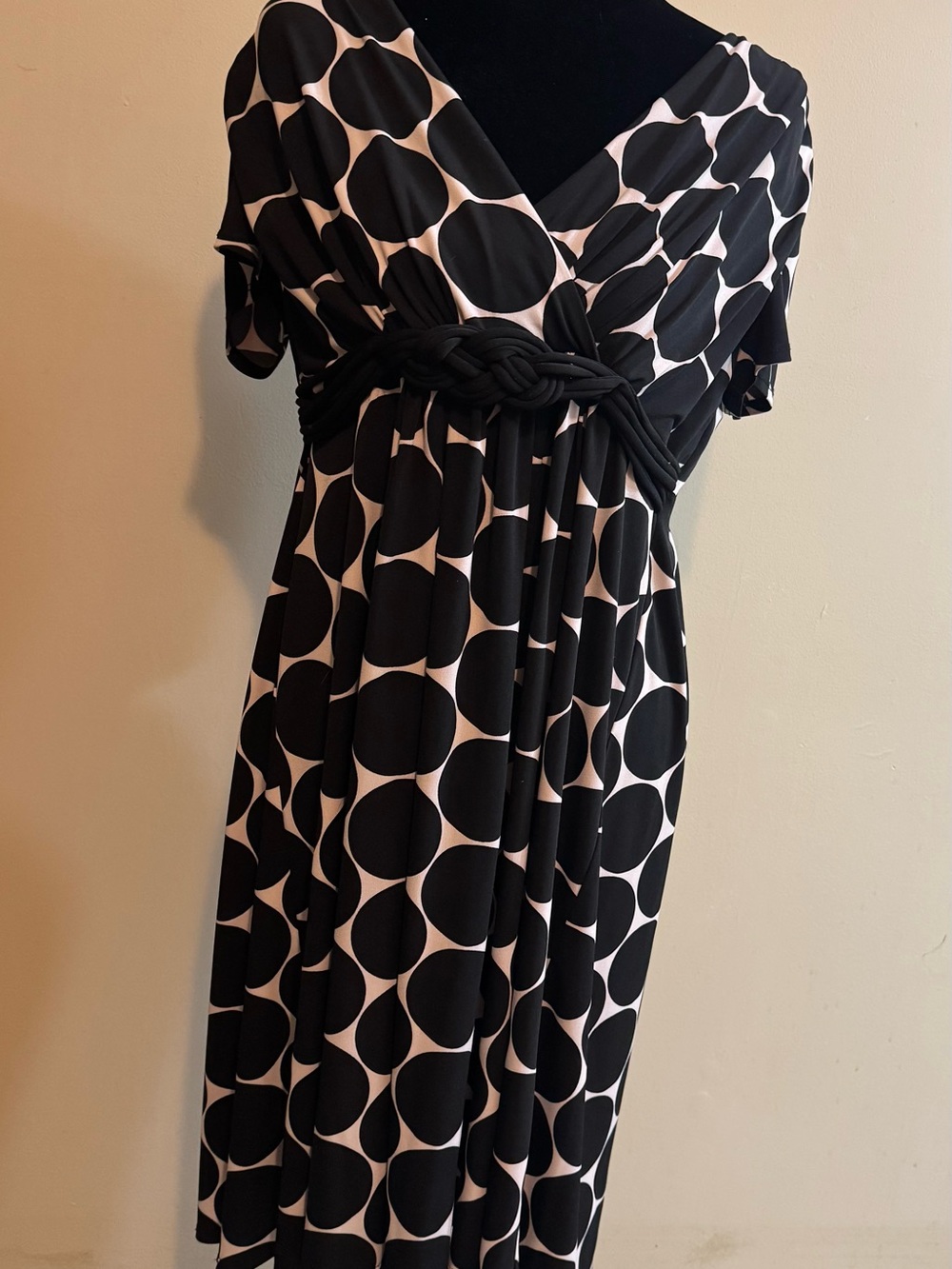 Aa Studio Black & Cream Polka Dot Wrap Midi Dress